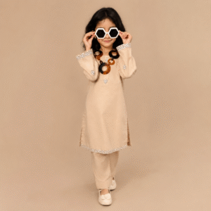 Beige Floral Trim Kurta