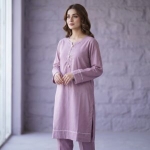 Mahi Mauve Pearl-Trim Kurta