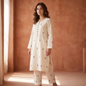 Ivory Hand-Painted Kurta Set